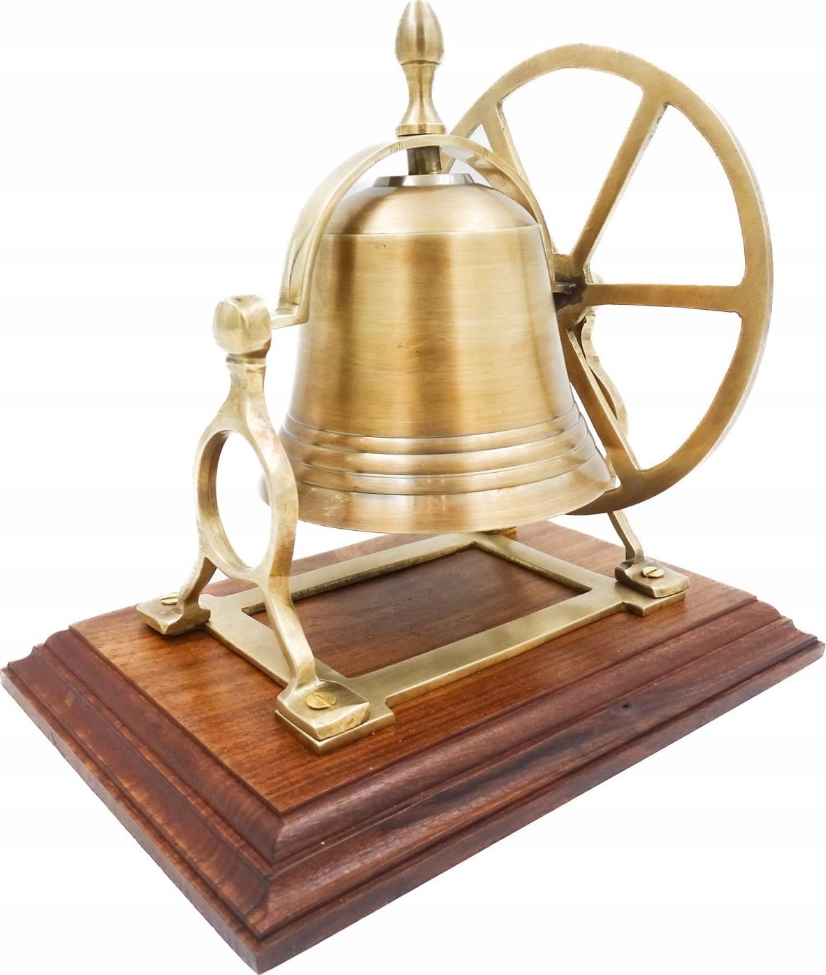Mosiężny Dzwon obrotowy na drewnianej podstawie MX2677B