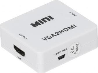 Adapter AV HDMI - D-Sub (VGA) + Jack 3.5mm biały (VGA+AU/HDMI-ECO)