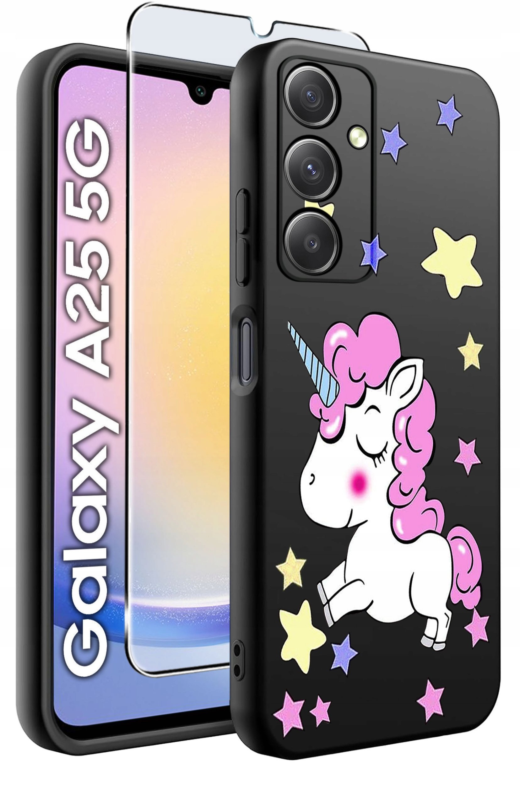 ETUI do Samsung A25 5G WZORY | SILIKONOWE MATT CASE + SZKŁO HARTOWANE 9H