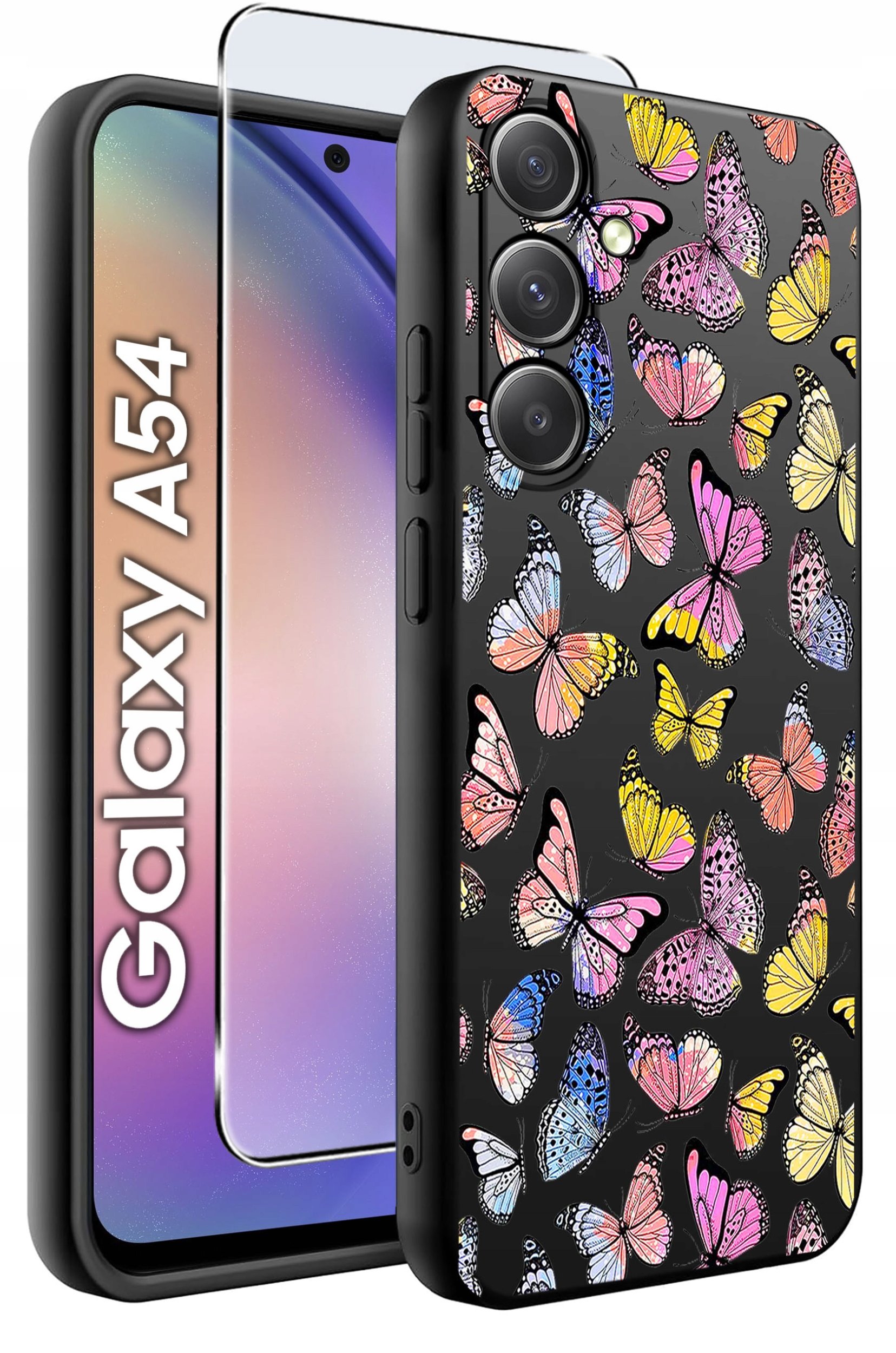 ETUI do Samsung A54 5G WZORY | SILIKONOWE MATT CASE + SZKŁO 9H