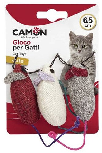 Camon Cat Toy zabawka dla kota myszki z juty 3szt