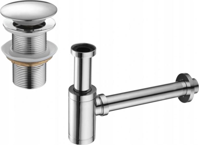 Syfon Mexen Półsyfon umywalkowy, okrągły, z korkiem klik-klak, z przelewem, chrom (7992050-00)