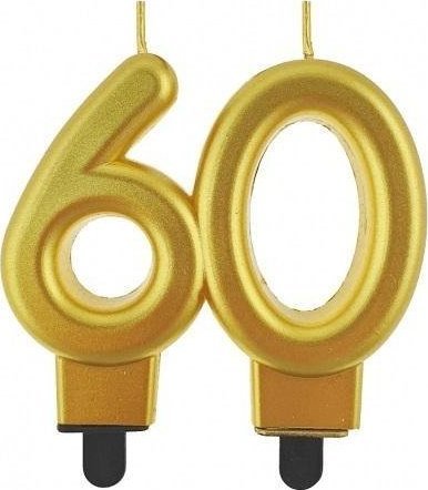 GoDan Świeczka cyferka 60 Beauty&Charm metalik złota 8cm
