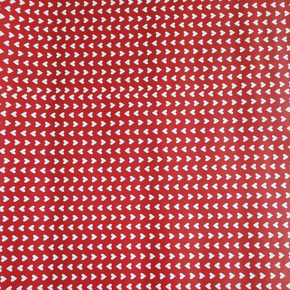 Papier czerwony serca do pakowania 57cmx2m 2m236