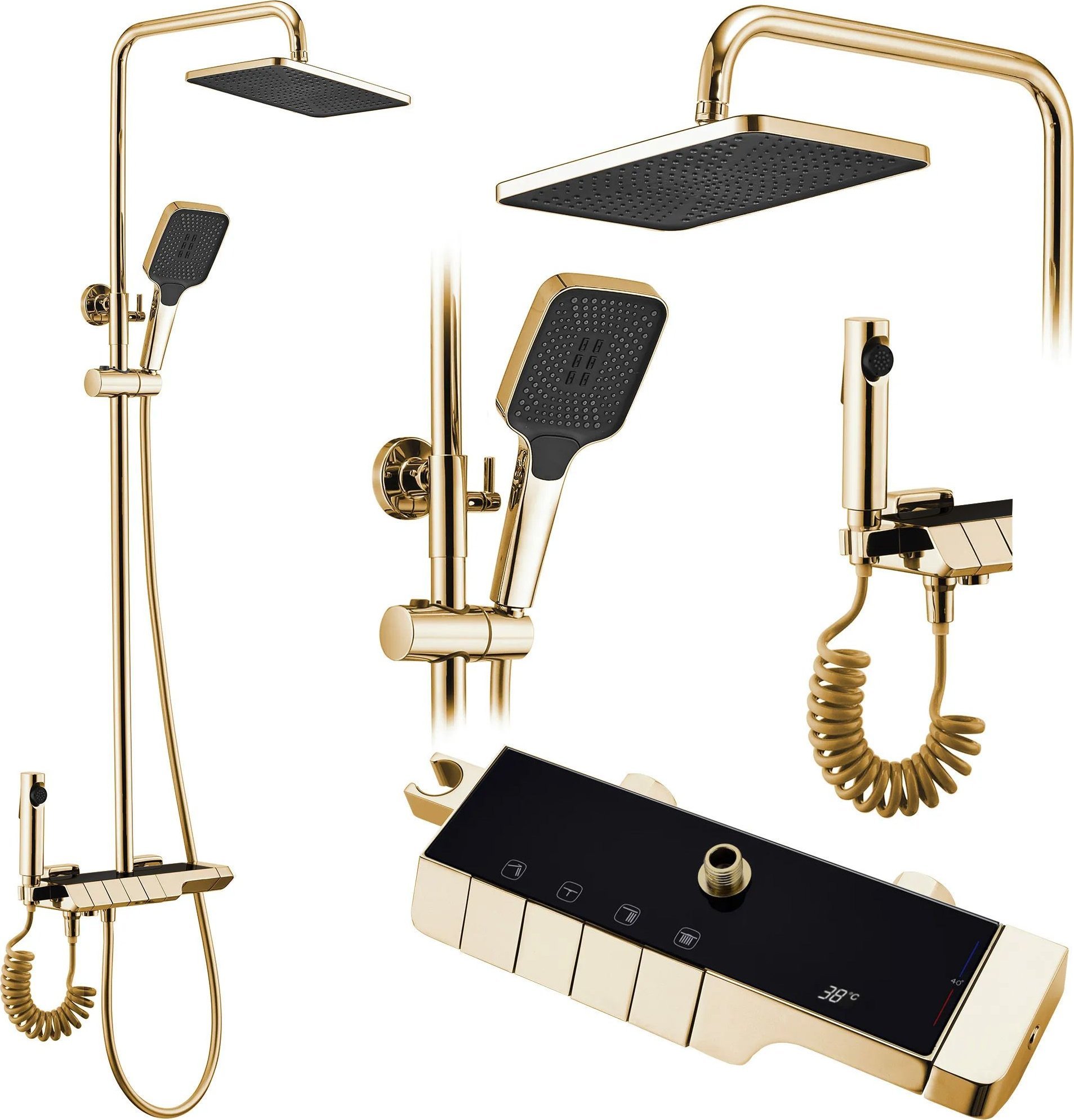 Zestaw prysznicowy Rea Zestaw Natryskowy z Termostatem REA ROB Złoty