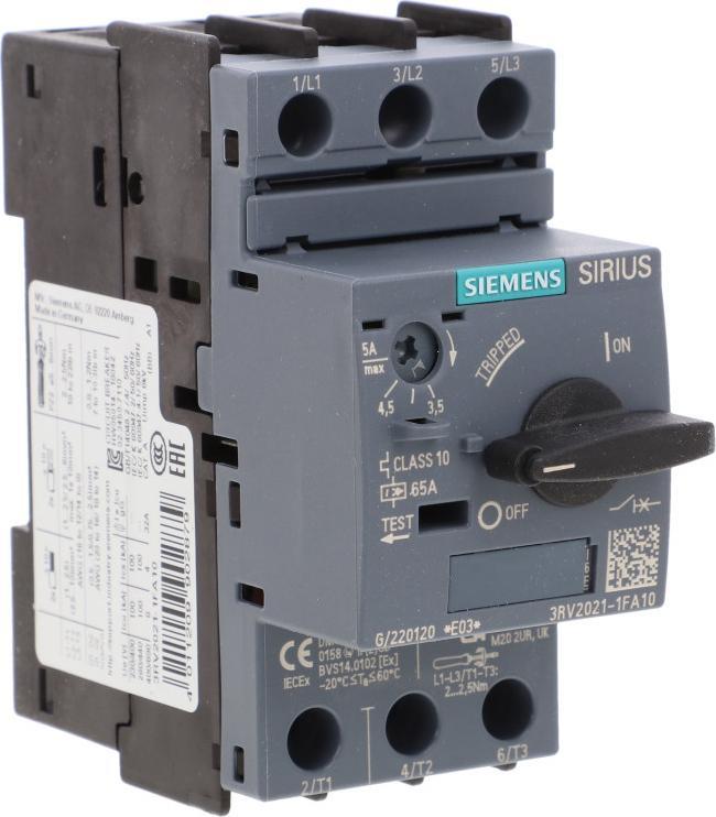 Siemens WYŁĄCZNIK SILNIKOWY SZ S0 CLASS 10 3.5-5A 3RV2021-1FA10