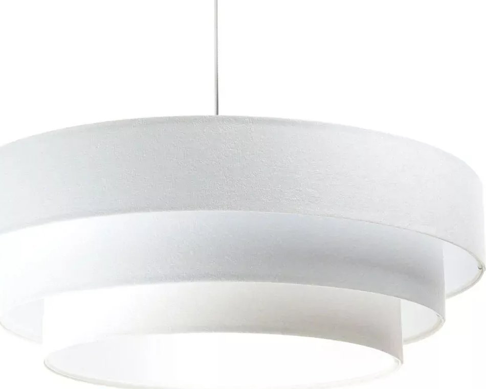 Lampa wisząca Lumes Biała skandynawska lampa wisząca welurowa - S440-Aspen
