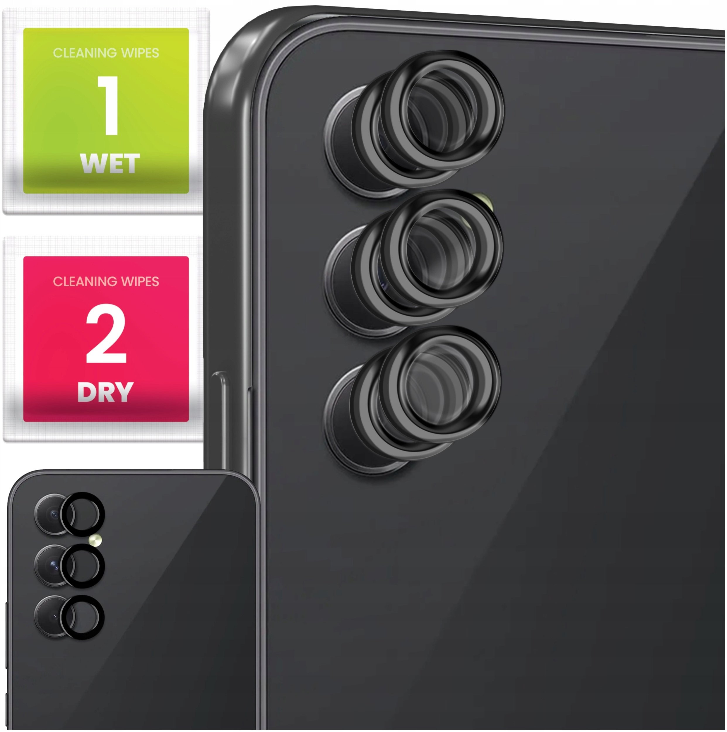 6x Szkło Na Aparat Do Samsung Galaxy A54 (Na Obiektywy, Czarne, Hartowane)