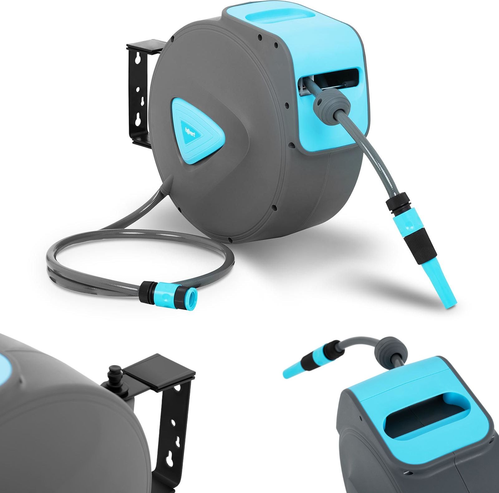 Hillvert Automatyczny bęben ścienny z wężem ogrodowym 15m + 1.5m 1/2''