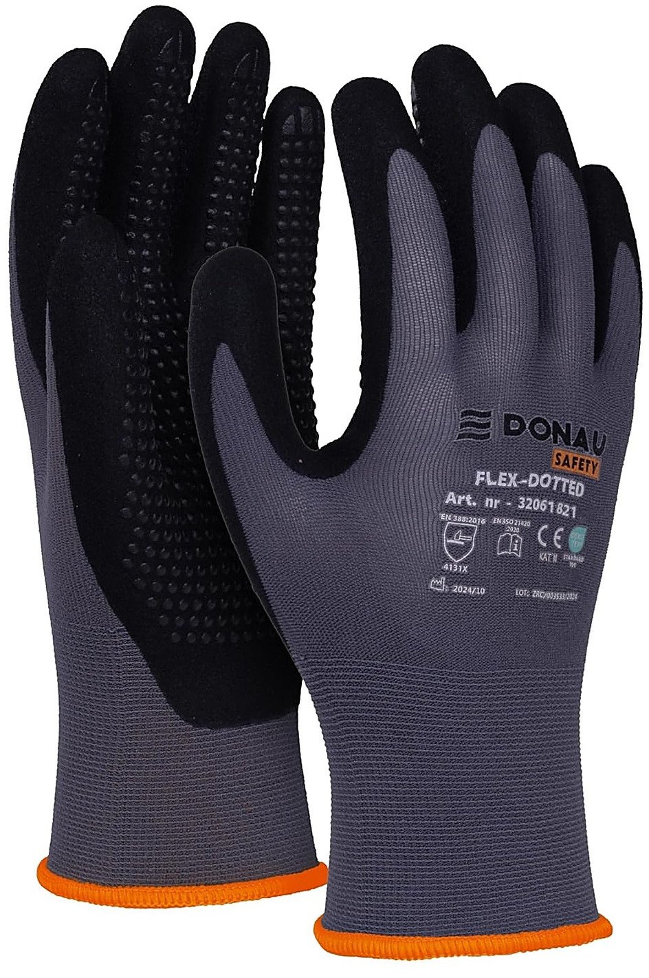 Rękawice Donau Safety Flex-Dotted rozm.9 szare -
