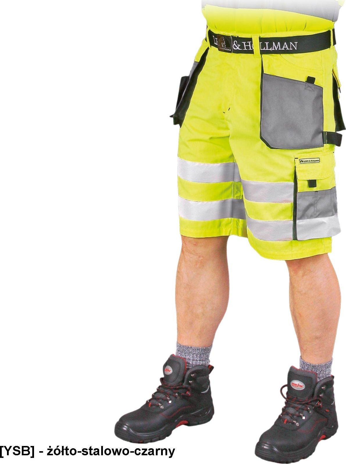 R.E.I.S. LHFMNXTS - spodnie ochronne do pasa - krótkie - żółto-stalowo-czarny L