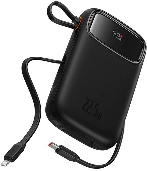 Baseus QPow2 10000 mAh 22.5W Powerbank z wbudowanym kablem Lightning USB-C