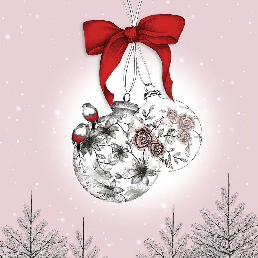 Clear Creation Karnet Swarovski - kwadrat. Święta, Bombki