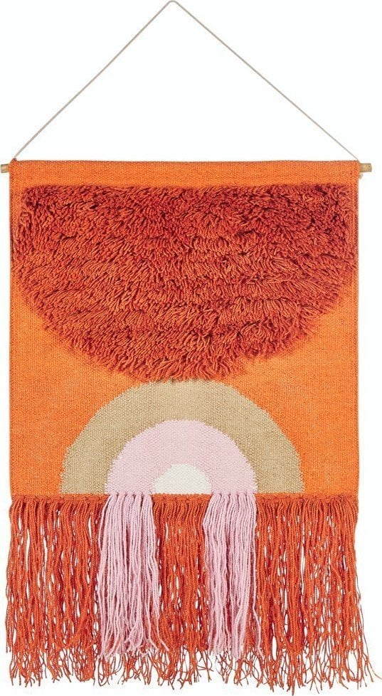 Beliani Dekoracja ścienna z frędzlami bawełniana pomarańczowa KAMALIA