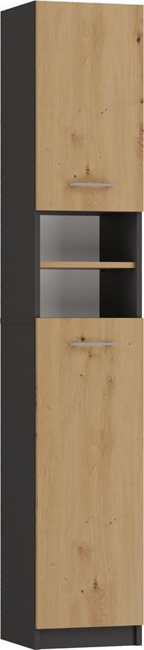 Topeshop Szafka łazienkowa, słupek, Marbela, 32x30x180 cm, antracyt, dąb artisan, mat