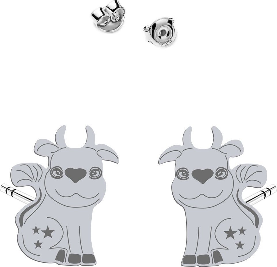 MEJK Jewellery Kolczyki Srebrne z Krową