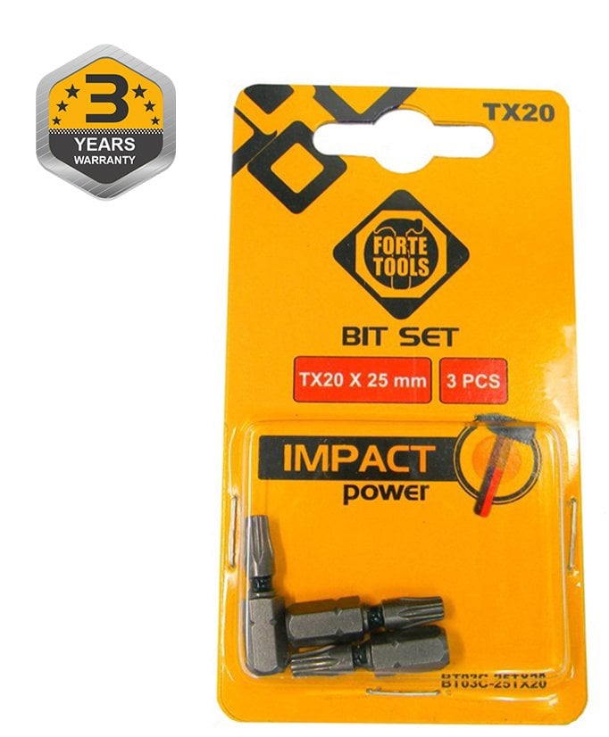IMPACT SCREWDRIVER BIT TX20X25MM 3PCS