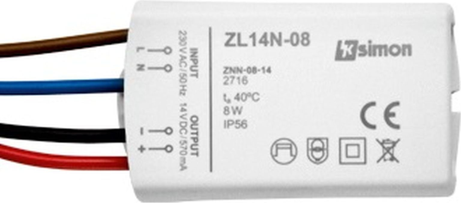 Kontakt-Simon Zasilacz LED natynkowy 14V DC 8W ZL14N-08 (WZ-L14N-08xxx-xxxx)