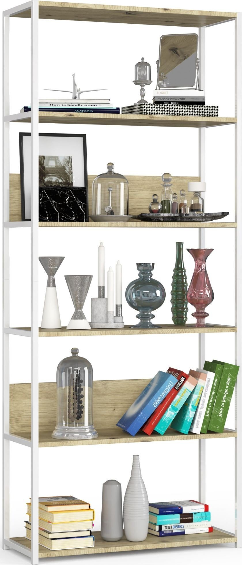 Fabryka Mebli Akord REGAŁ METALOWY LOFT 800 BIAŁY/DĄB ARTISAN