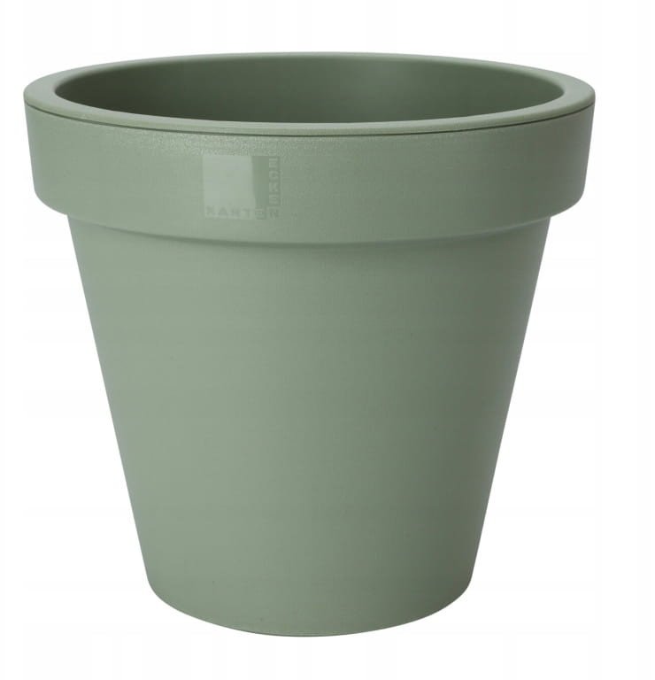 Doniczka ogrodowa okrągła zielona ozdobna 25 x 22 cm