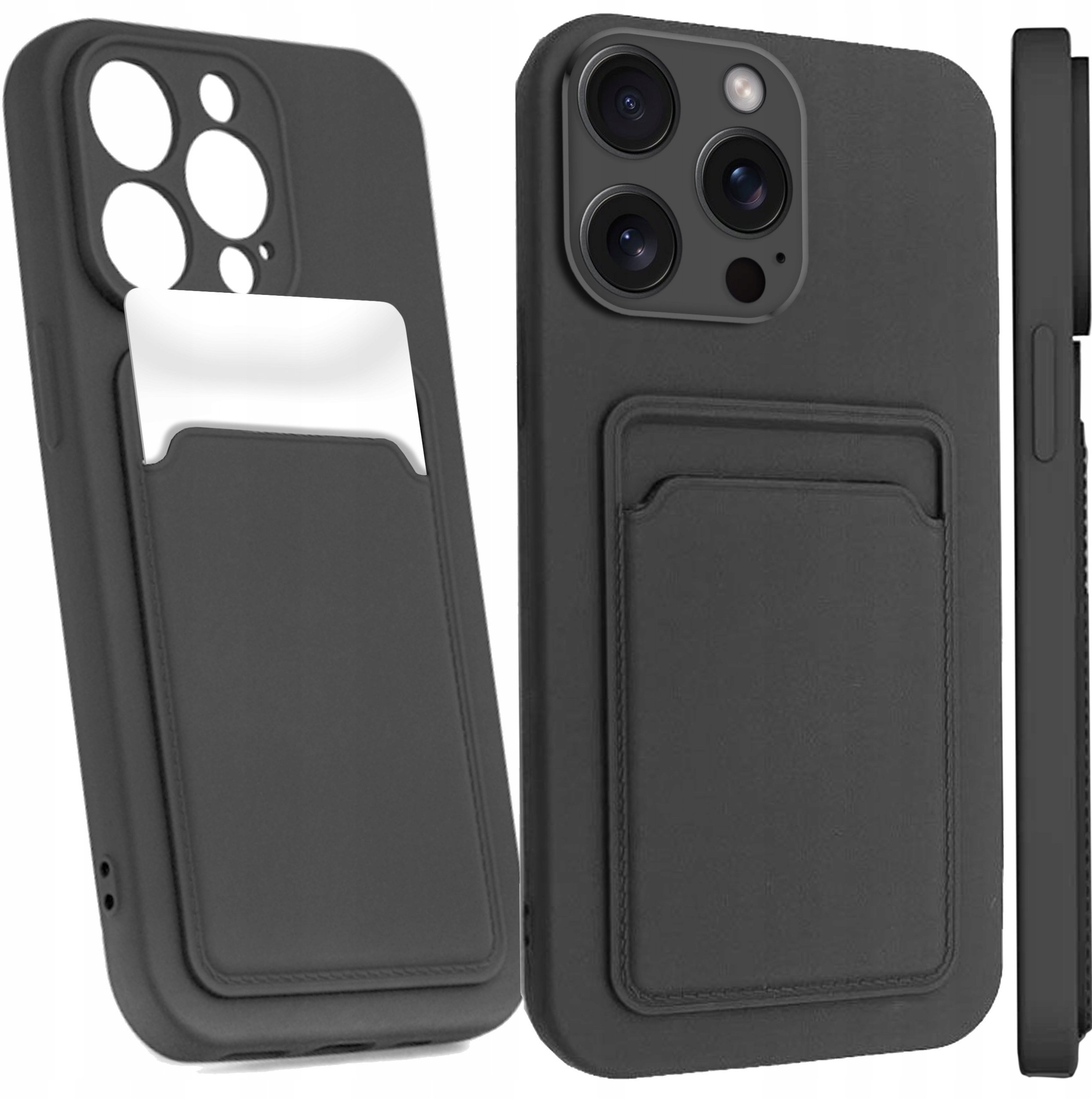 Etui do Apple iPhone 15 Pro (Czarne, Slim, Miejsce na Kartę, Plecki, Case)