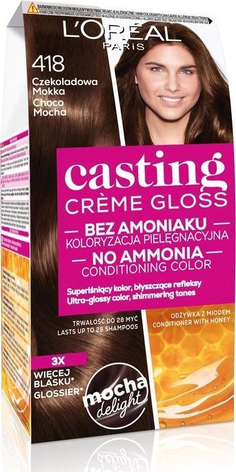 L’Oreal Paris Casting Creme Gloss Krem koloryzujący nr 418 Czekoladowa Mokka 1op.