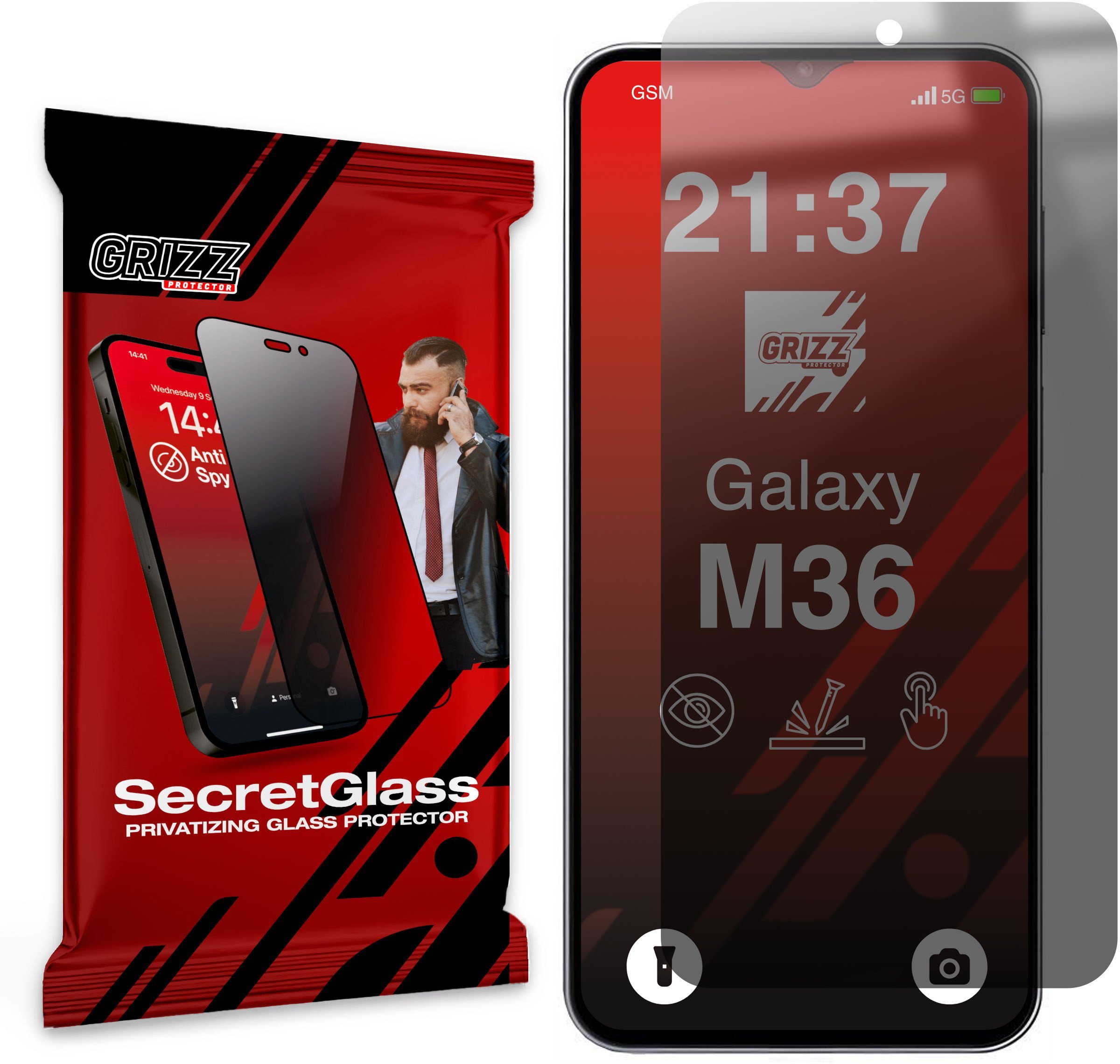 Matowe szkło prywatyzujące GrizzGlass SecretGlass do Samsung Galaxy M36