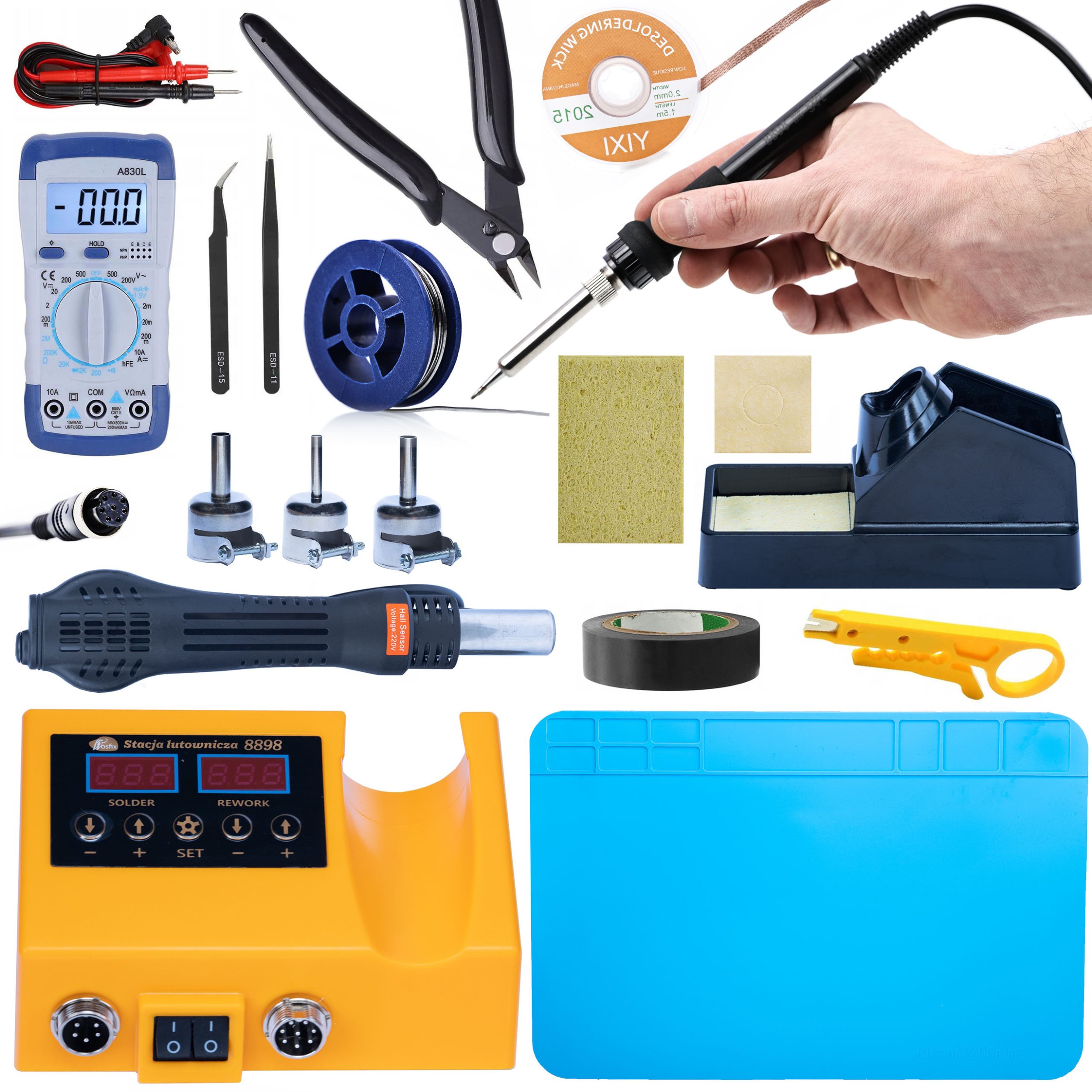 2W1 LUTOWNICA HOT-AIR CYNA PLECIONKA MATA PĘSETY TAŚMA MIERNIK ŚCIAGACZ