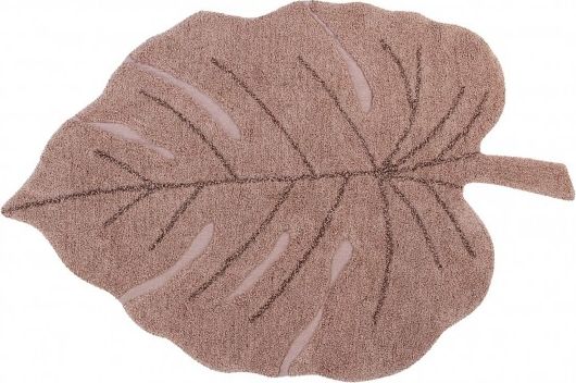 Lorena Canals Dywan dziecięcy MONSTERA VINTAGE NUDE 120x180 w kształcie liścia LORENA CANALS