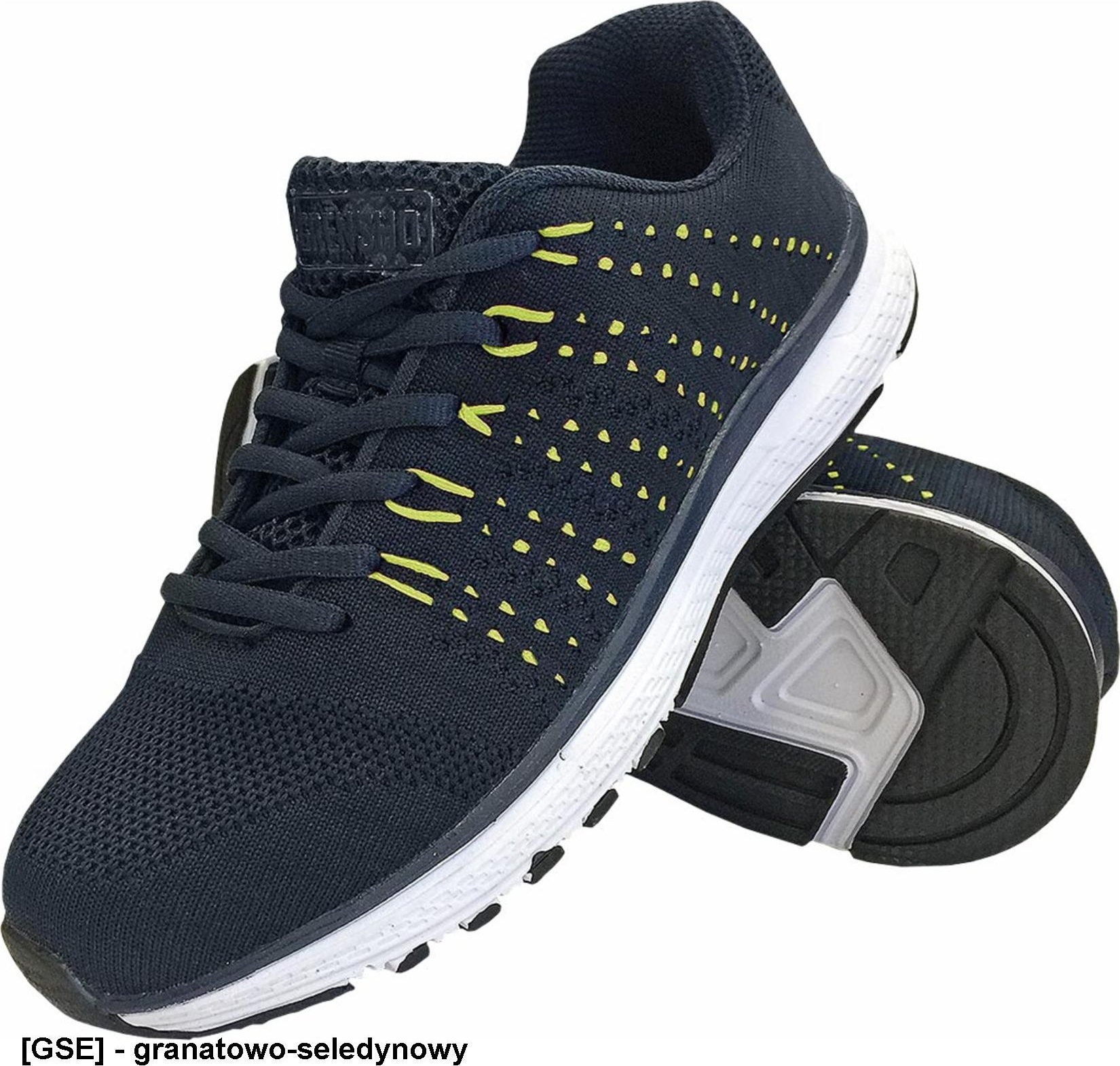 Grensho BSTEAM - lekkie i wygodne buty sportowe, wierzch materiał tekstylny, podeszwa EVA - granatowo-seledynowy 42