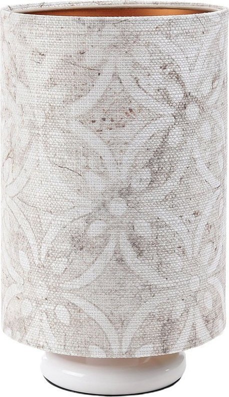 Lampa stołowa Lumes Biała lampa stołowa z materiałowym abażurem - S365-Alkatra