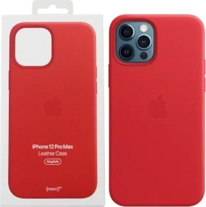 Apple Etui Apple MHKJ3ZE/A iPhone 12 Pro Max 6,7" czerwony/red Leather Case MageSafe
