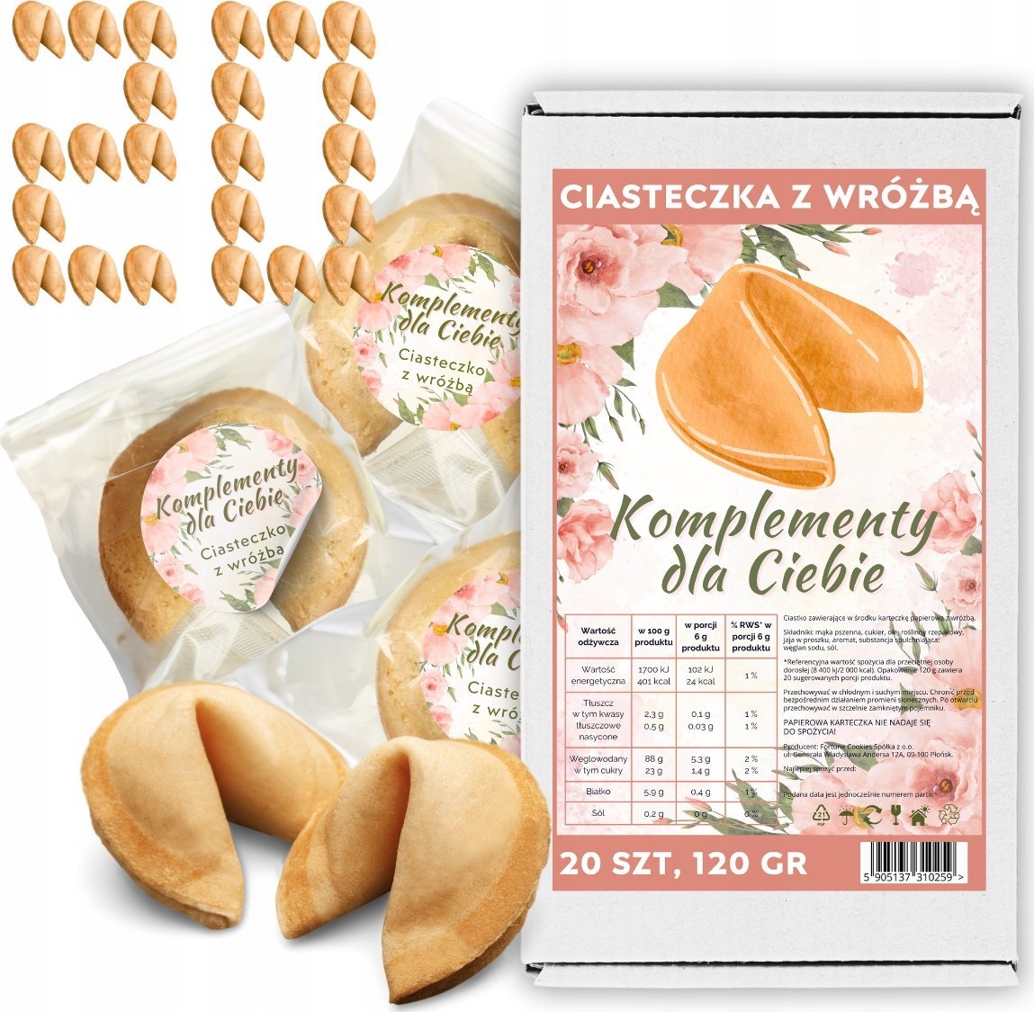 MagiaCiast Ciasteczka z Wróżbą dla gości Komplementy dla Ciebie Ciastko Szczęścia 20