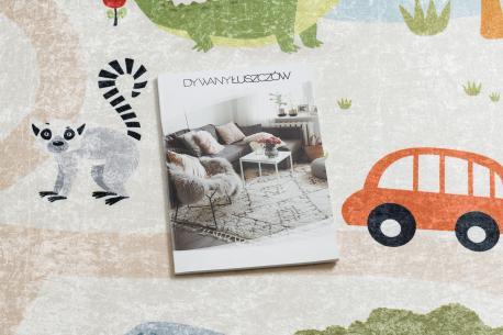 Dywany Łuszczów Dywan do prania BAMBINO 1165 Zoo, dla dzieci, antypoślizgowy - beż, 140x190 cm