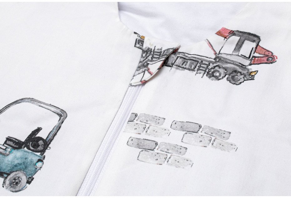 Śpiworek do spania dla dziecka , bawełniany, letni z nogawkami - 0.5 TOG, od 2 do 4 lat- Maszyny