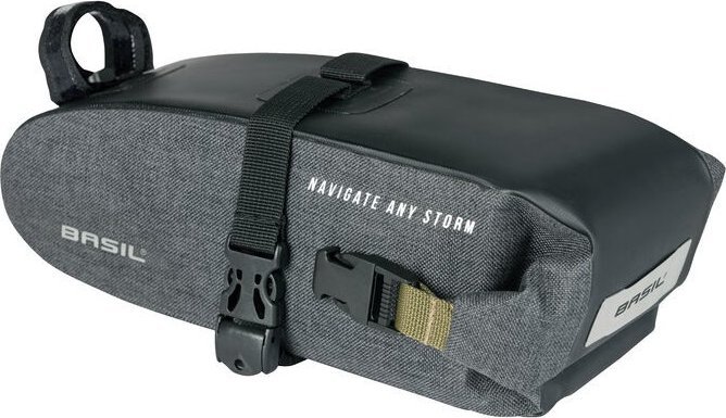Basil Torebka podsiodłowa BASIL NAVIGATOR STORM SADDLE BAG 1.5L, mocowanie na paski, wodoodporna grey black (NEW 2024)