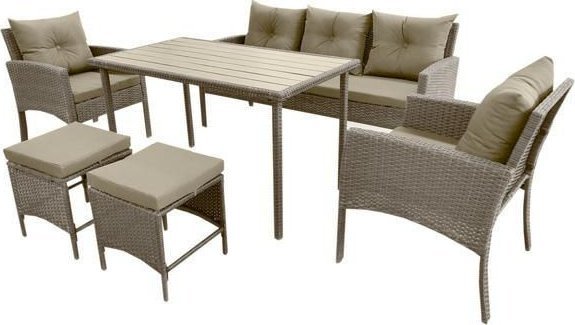 kontrast Zestaw mebli ogrodowych technorattan 6 cz. CAPRI beż 7os.