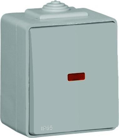 Efapel EFAPEL WATERPROOF48 ŁĄCZNIK SCHODOWY Z PODŚWIETLENIEM N/T IP65 SZARY 48072 KCZ