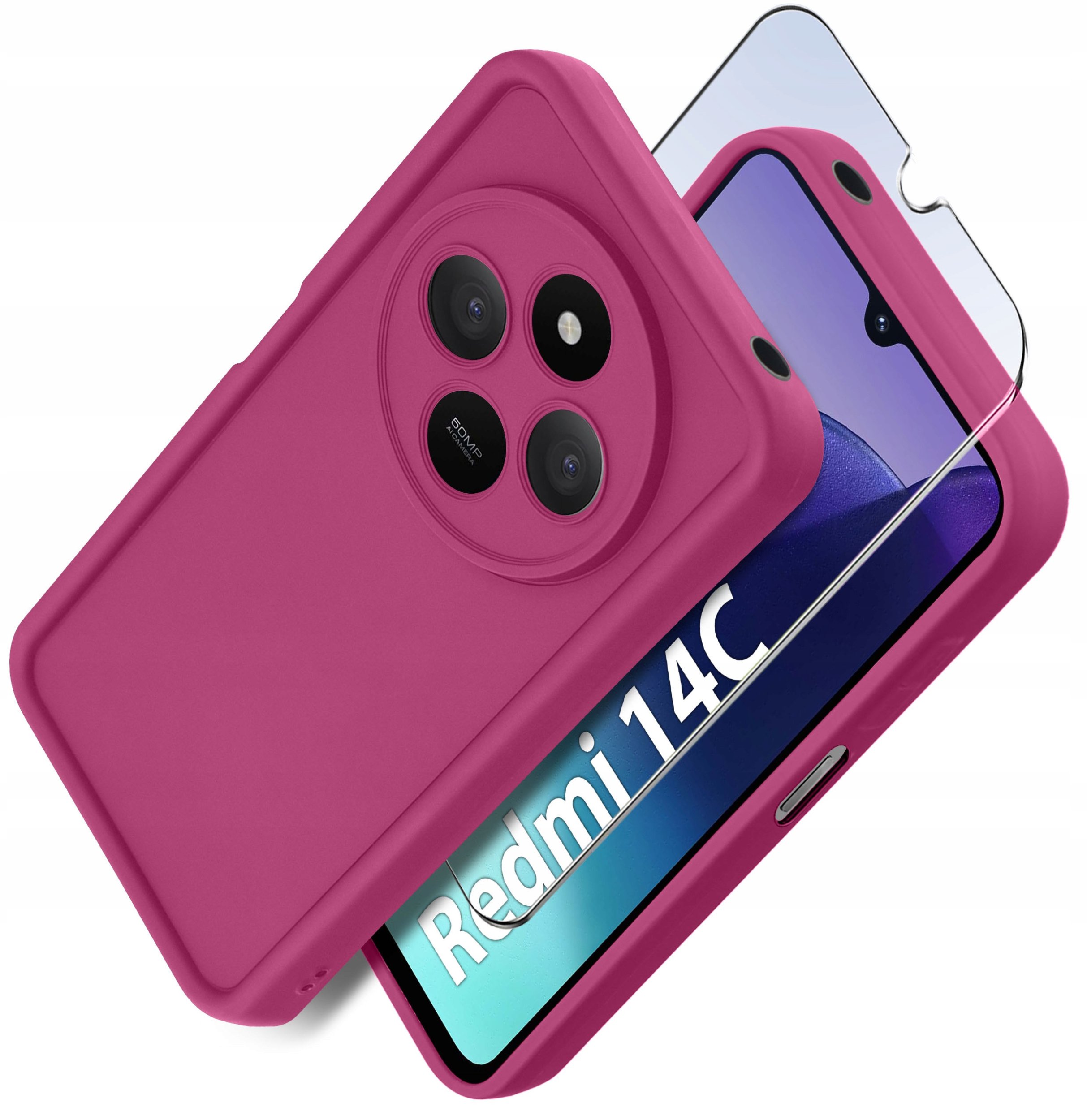 Etui do Xiaomi Redmi 14C silikonowe MATOWE + Szkło ochronne na ekran