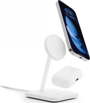 Ładowarka Twelve South Twelve South HiRise 2 Deluxe - stojąca ładowarka bezprzewodowa Qi2 do dwóch urządzeń kompatybilna z MagSafe (white)