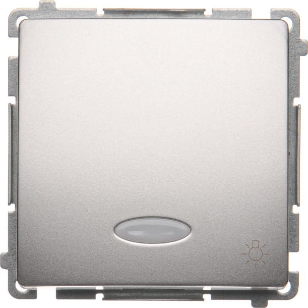 Kontakt-Simon Przycisk światło Simon Basic pojedynczy z podświetleniem 10AX 250V srebrny mat (BMS1L.01/43)