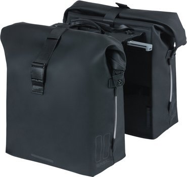 Basil Sakwa podwójna BASIL SOHO DOUBLE PANNIER BAG NORDLICHT MIK, MIK System (ready to go) 41L 100% wodoodporna night black oświetlenie Nordlicht Tech