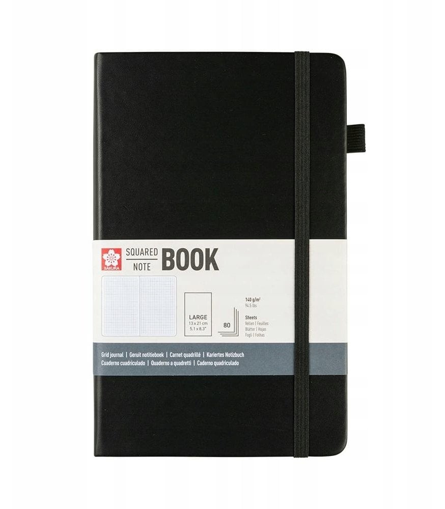 Sakura Squared Hard Cover Notebook 13x21 cm Black