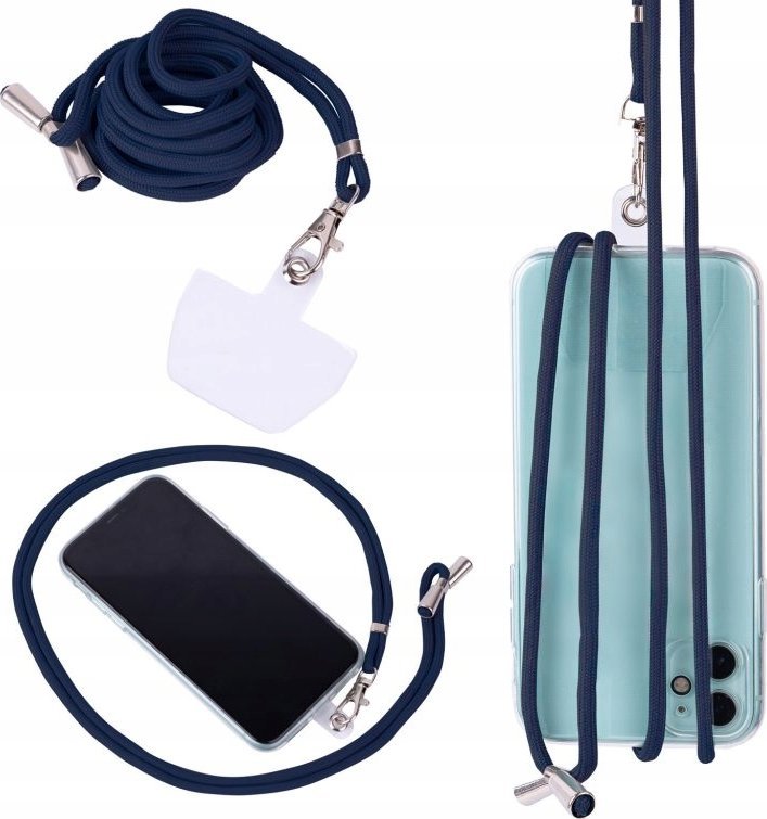 Hello Case UNIWERSALNA TASIEMKA SMYCZKA NA SZYJĘ DO TELEFONU SZNUREK GRANATOWY 150 CM