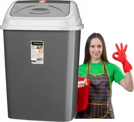 Kosz na śmieci Galicja Kosz na śmieci uchylny plastikowy szary duży 27L