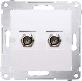 Kontakt-Simon Gniazdo antenowe Simon 54 typu F podwójne biały (DASF2.01/11)