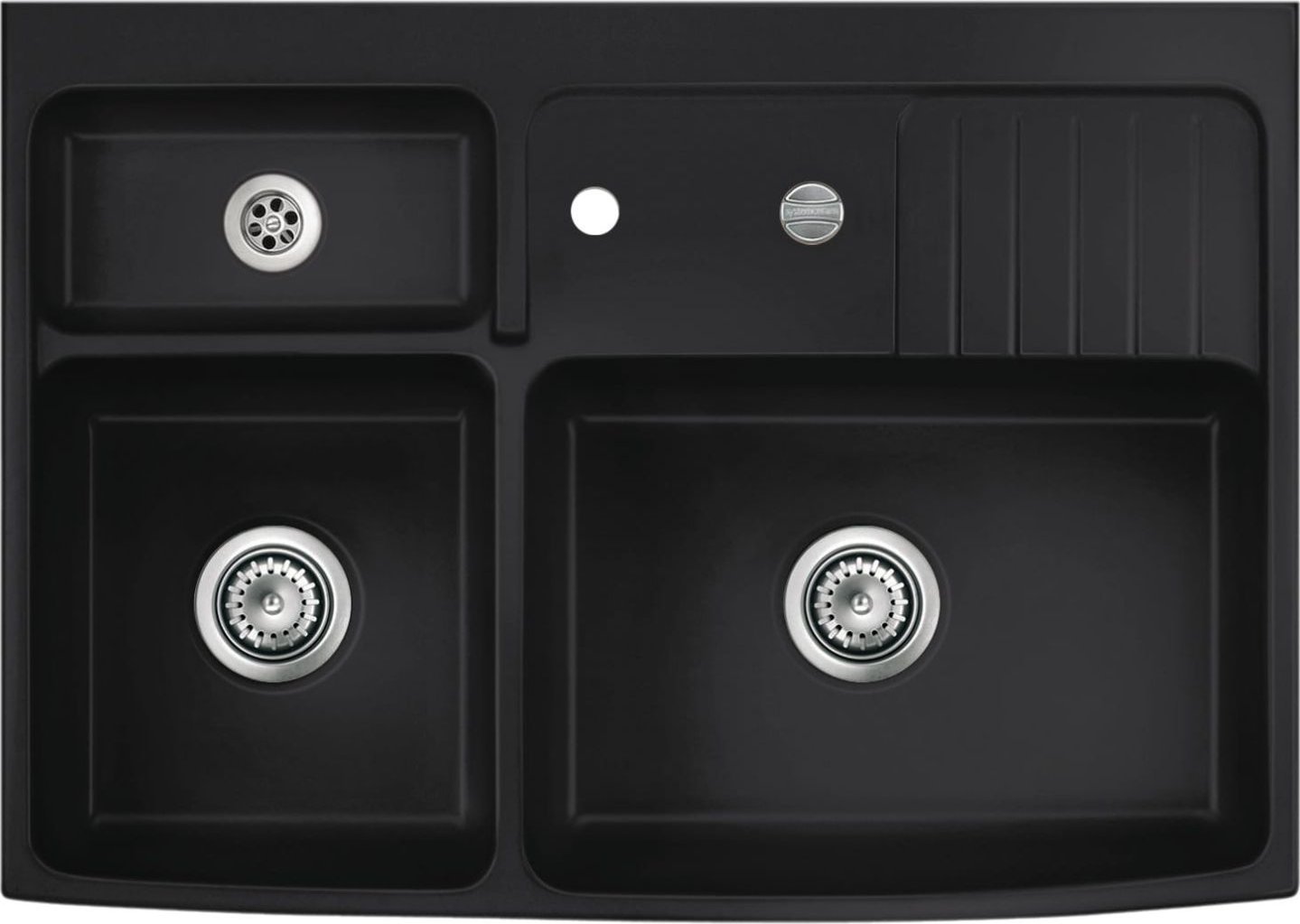 Zlewozmywak SYSTEMCERAM Systemceram Centra 90 Nigra, zlewozmywak ceramiczny, korek automatyczny