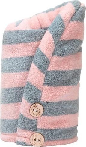 Trust my Sister TRUST MY SISTER_Ręcznik do włosów z mikrofibry Różowo-Szary