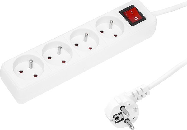 Blow 98-736# Przedłużacz sieciowy pr-470wsp 4-gniazda z uziemieniem+wyłącznik 5m biały 3x1,5mm