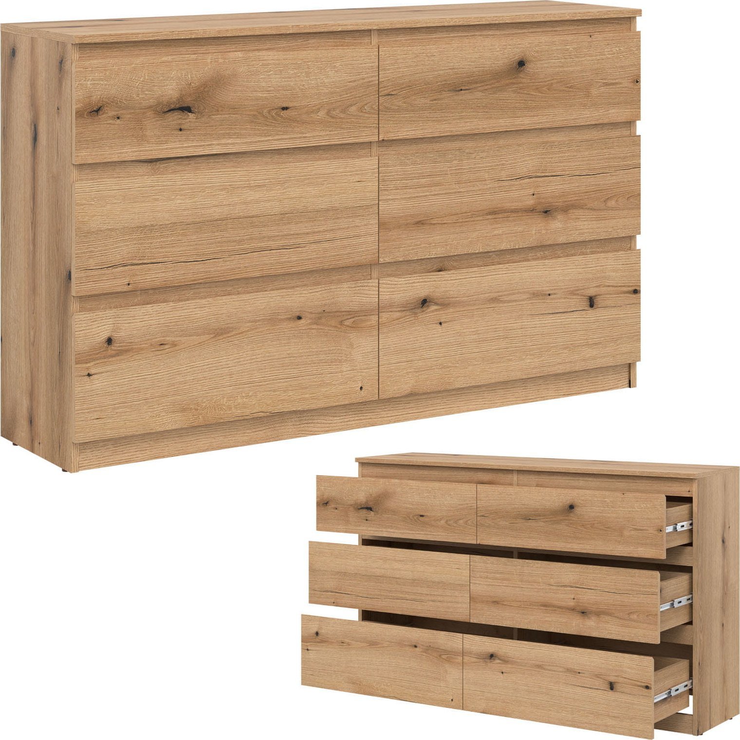 BogFran Komoda duża z szufladami niska dąb Evoke REMI RM03